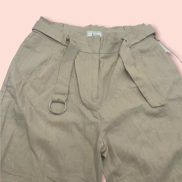 HAVE| NWT Linen paper bag waist belted pants SZ L - Picture 2 of 8